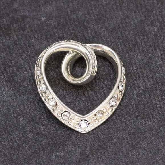 Vintage Avon Sterling Silver 925 Looped Open Heart Simulated Diamond Pendant - Picture 1 of 12